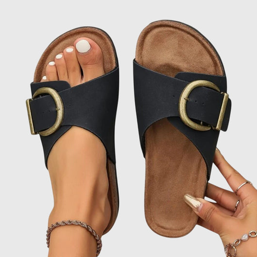Frieda | Damen Lässige Slip-On-Sandalen mit Schnalle