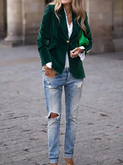 Sabina | Damen Klassischer Blazer mit Ein-Knopf-Verschluss