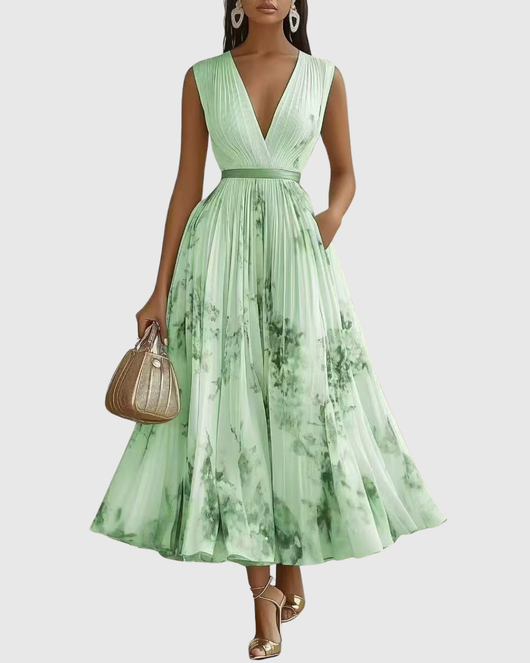 Rowella | Elegantes plissiertes Maxikleid