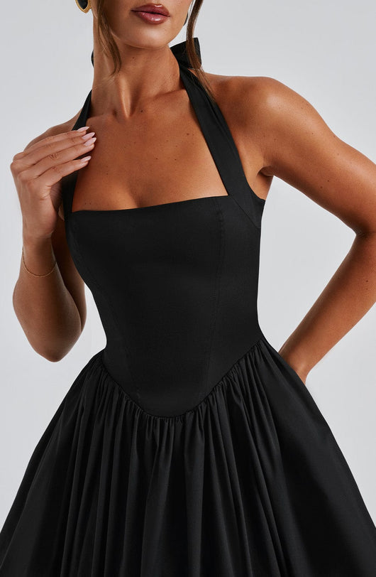 Lydia | Damen Halter Midi Kleid für Hochzeitsgäste