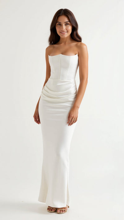 Maria | Damen Säulen Maxi Kleid für Hochzeitsgäste
