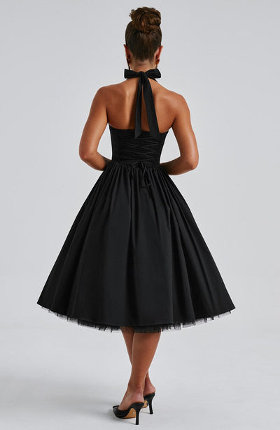 Lydia | Damen Halter Midi Kleid für Hochzeitsgäste