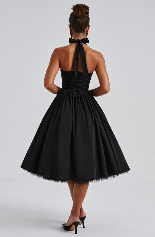 Lydia | Damen Halter Midi Kleid für Hochzeitsgäste