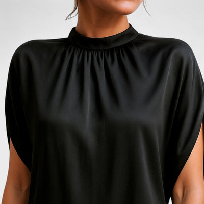 Natascha | Damen Lockeres Minikleid mit Hohem Kragen