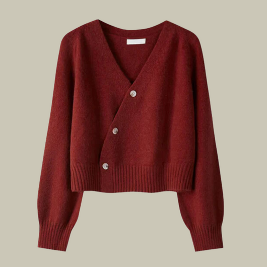 Marion | Damen Weiche Merinowoll-Strickjacke mit V-Ausschnitt und Knöpfen