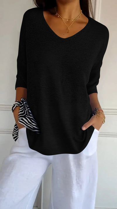 Eva | Damen Locker sitzender V-Ausschnitt Tunika-Pullover