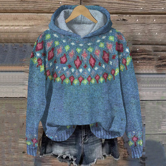 Carolin | Damen Winter-Strickhoodie mit Muster