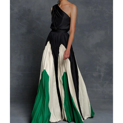 Sandra | Damen Modernes Maxikleid mit asymmetrischer Schulter und fließendem Schnitt
