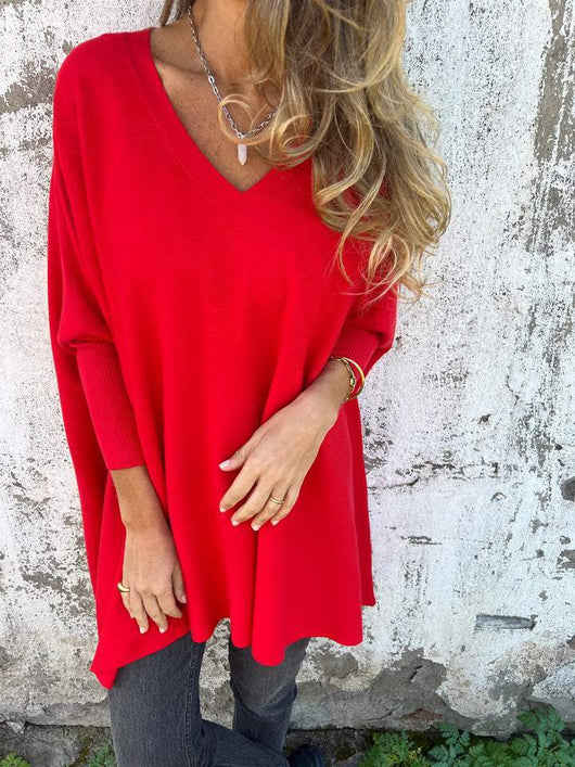Annika | Damen Pullover mit Lockerer Passform und V-Ausschnitt