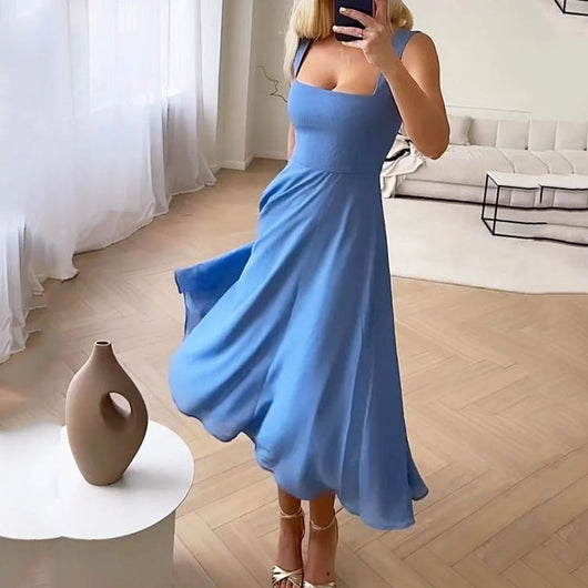 Marion | Damen Quadrat Midi Kleid für Hochzeitsgäste