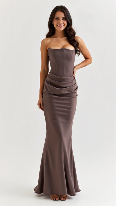 Maria | Damen Säulen Maxi Kleid für Hochzeitsgäste
