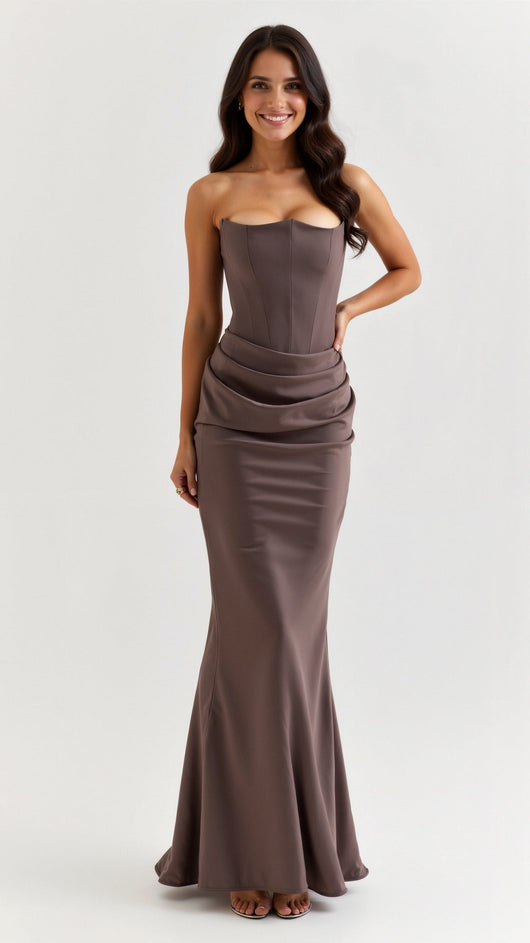 Maria | Damen Säulen Maxi Kleid für Hochzeitsgäste