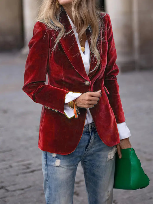 Sabina | Damen Klassischer Blazer mit Ein-Knopf-Verschluss