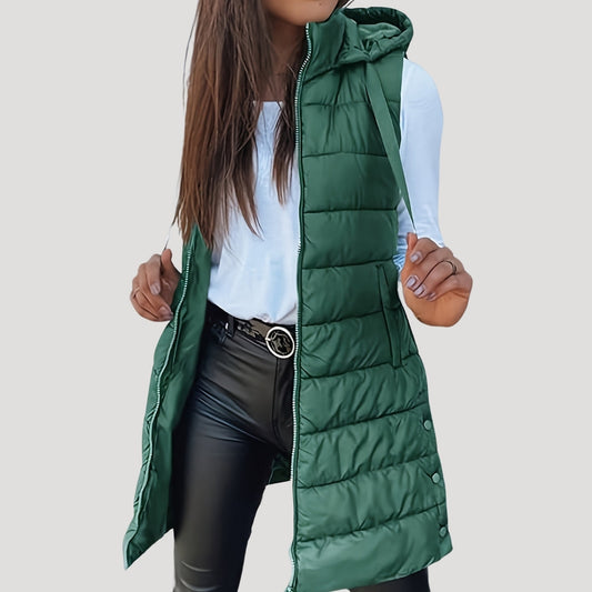 Martina | Winter Steppweste für Damen mit Kapuze