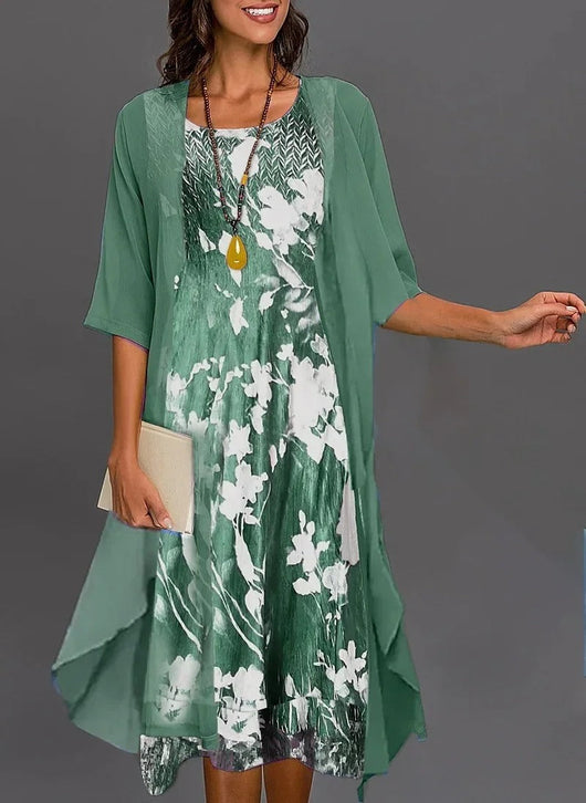 Marie | Damen Zweiteiliges Set mit Blumenmuster 3/4-Ärmel