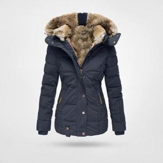 Jasmin | Damen Gepolsterte lange Winterjacke mit Kapuze