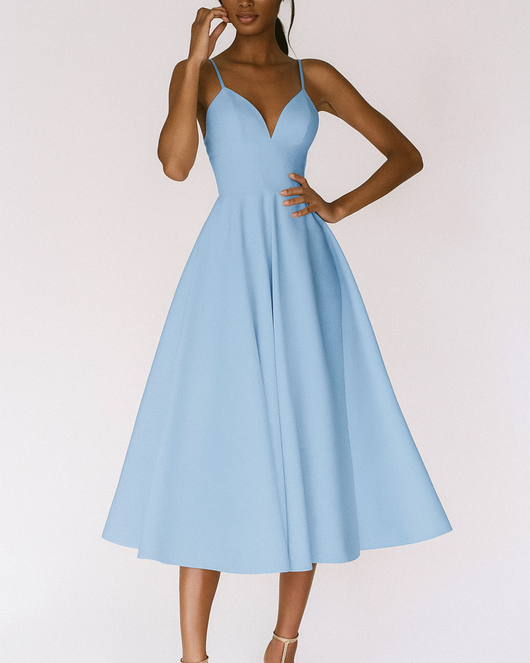 Lena | Damen Träger Midi Kleid für Hochzeitsgäste