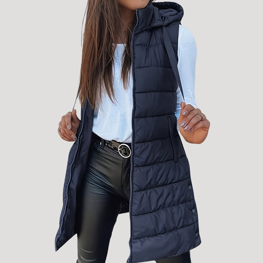 Martina | Winter Steppweste für Damen mit Kapuze