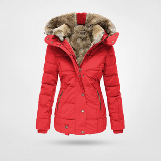 Jasmin | Damen Gepolsterte lange Winterjacke mit Kapuze