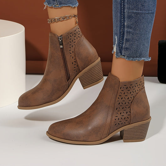 Greta | Damen Stiefeletten zum Hineinschlüpfen mit seitlichem Reißverschluss