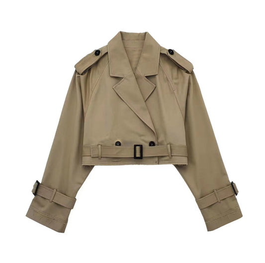 Karla | Damen Schicker kurzer Trenchcoat mit Gürtel