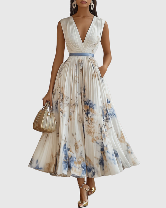 Rowella | Elegantes plissiertes Maxikleid