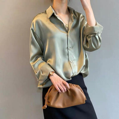 Emilia | Damen Seidenbluse mit Knopfleiste für Stil