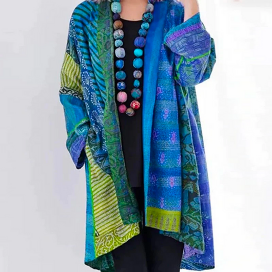 Hanna | Damen Locker geschnittene Boho-Strickjacke in Duster-Länge