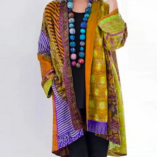 Hanna | Damen Locker geschnittene Boho-Strickjacke in Duster-Länge