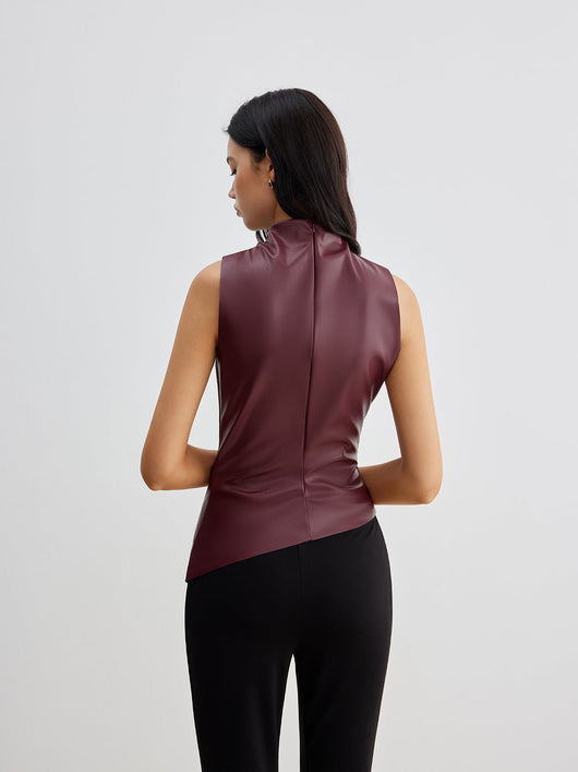 Franziska | Damen Sommer Ärmelloses Chic Top Mit Hohem Kragen