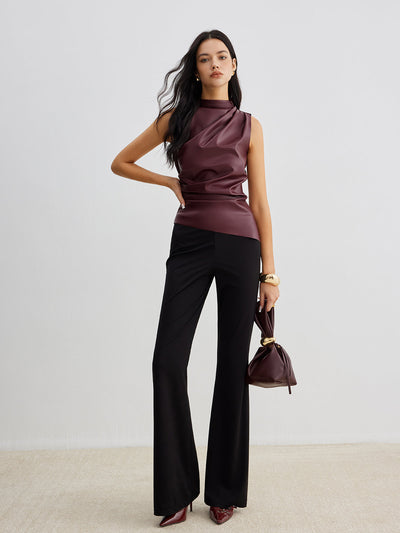 Franziska | Damen Sommer Ärmelloses Chic Top Mit Hohem Kragen