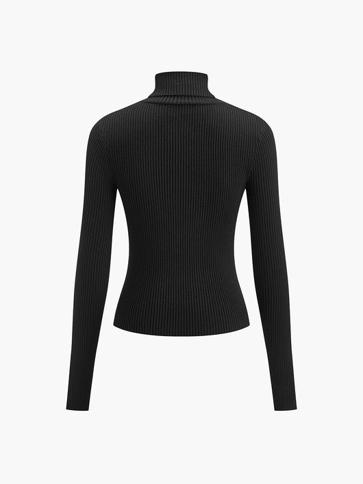 Jennifer | Damen Frühlings Stilvoller Gerippter Rollkragenpullover