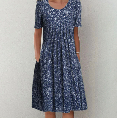 Tamara | Damen Midikleid mit lockerem Schnitt und Blumenmuster