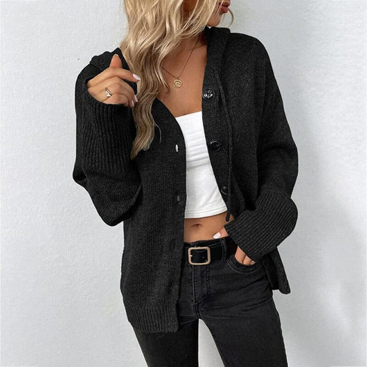 Gudrun | Damen Freizeit-Strickjacke mit Knopfleiste vorne