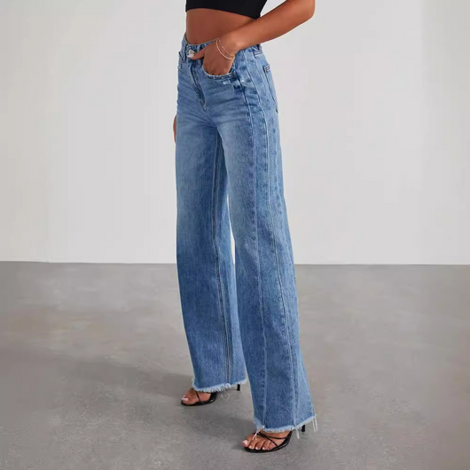 Pauline | Vintage Gewaschene Weit Geschnittene Gerade Jeans Damen