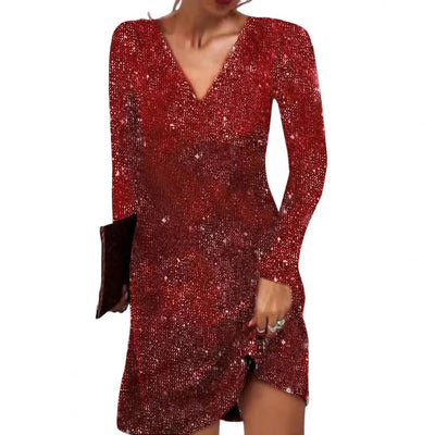 Jessica | Damen Elegantes Wickelkleid mit V-Ausschnitt