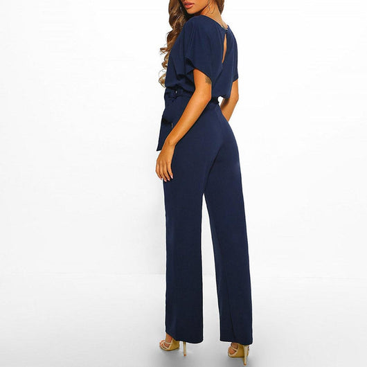 Viola | Damen Lässiger Kurzarm-Jumpsuit mit Gürtel