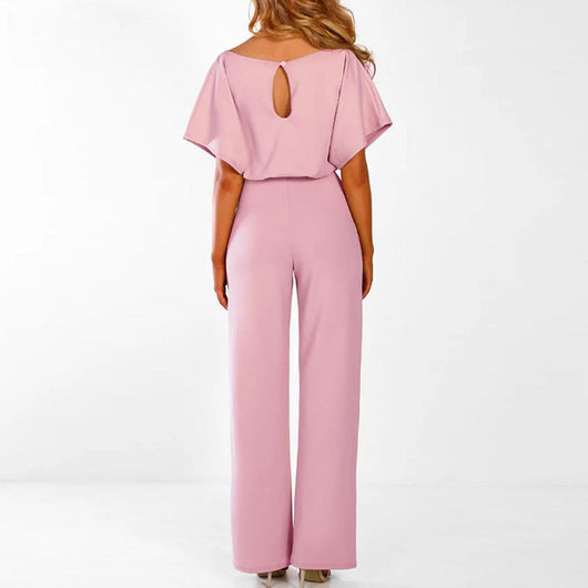 Viola | Damen Lässiger Kurzarm-Jumpsuit mit Gürtel