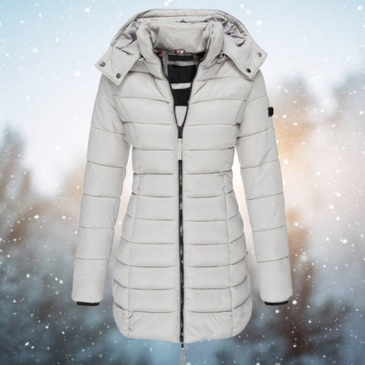 Nicole | Damen Lange Steppjacke mit Kapuze für den Winter