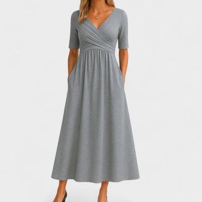 Elsa | Damen Kleid im Wickelstil mit V-Ausschnitt