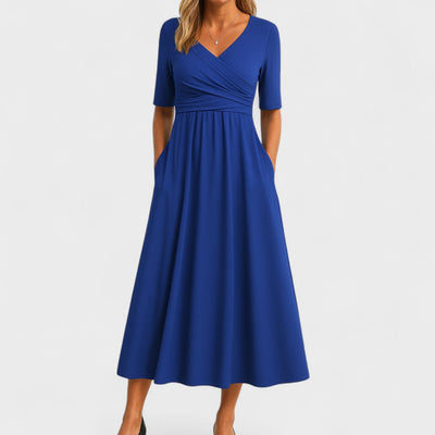 Elsa | Damen Kleid im Wickelstil mit V-Ausschnitt