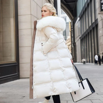 Karin | Damen Schicker Steppmantel mit Gürtel und Kapuze