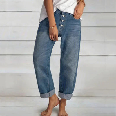 Maja | Damen Frühlings Jeans mit Knopfleiste und entspannter Passform
