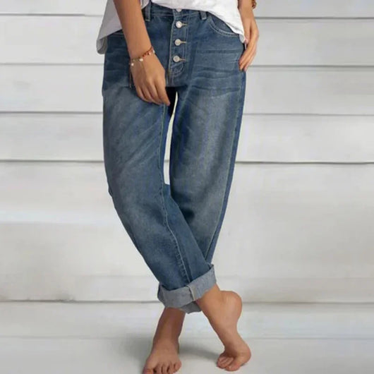 Maja | Damen Frühlings Jeans mit Knopfleiste und entspannter Passform
