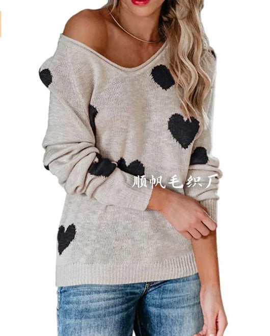 Claudia | Damen-Weihnachtspullover mit Herzmuster