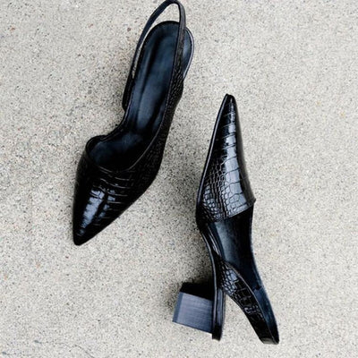 Bettina | Damen Spitz zulaufende Schuhe mit Blockabsatz