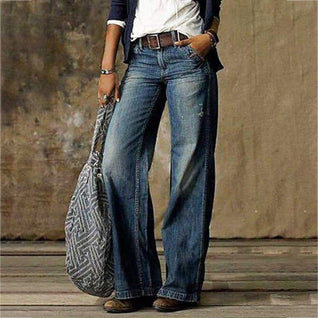 Sarah | Damen Vintage Denim Jeans mit Weiten Beinen