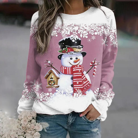 Elfriede | Damen-Weihnachtspullover mit Schneemann-Motiv
