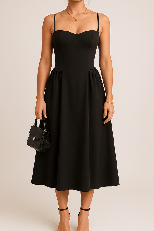 Julia | Damen Ärmelloses Midikleid mit ausgestelltem Schnitt
