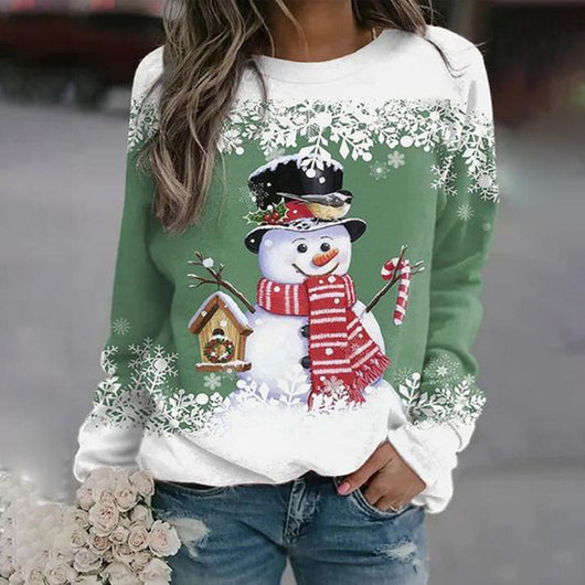 Elfriede | Damen-Weihnachtspullover mit Schneemann-Motiv
